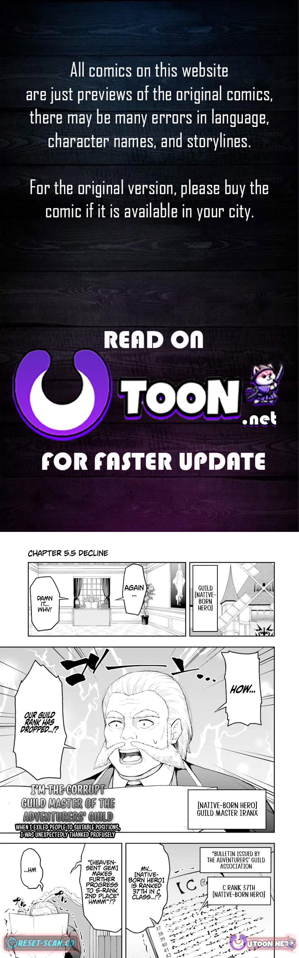 I'm the Corrupt Guild Master of the Adventurers' Guild ~For Some Reason, I'm Extremely Appreciated for Exiling People to Their Ideal Positions~ Chapter 05.6-5 Page 1