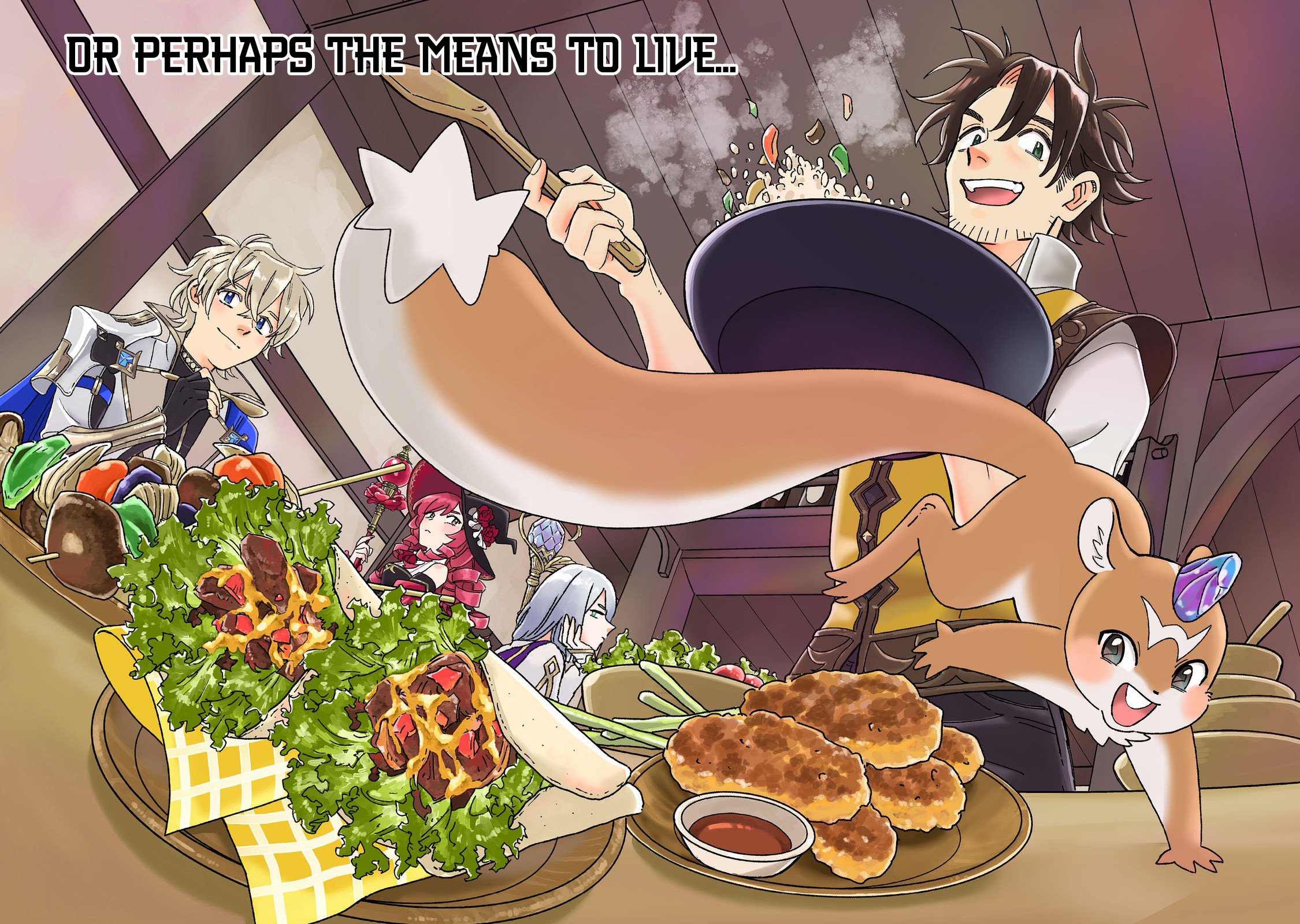 The Buff Cuisine Diner, A Roaring Success ~ "Old Men Are a Nuisance!" The Banished Enchanter Opens a Country Diner Using His Special Skills and Becomes a Hero's Go Chapter to Spot ~ "There are people who appreciate Bro's talents. Isn't it great that such a place exists!" - Chapter 01.1 Page 1
