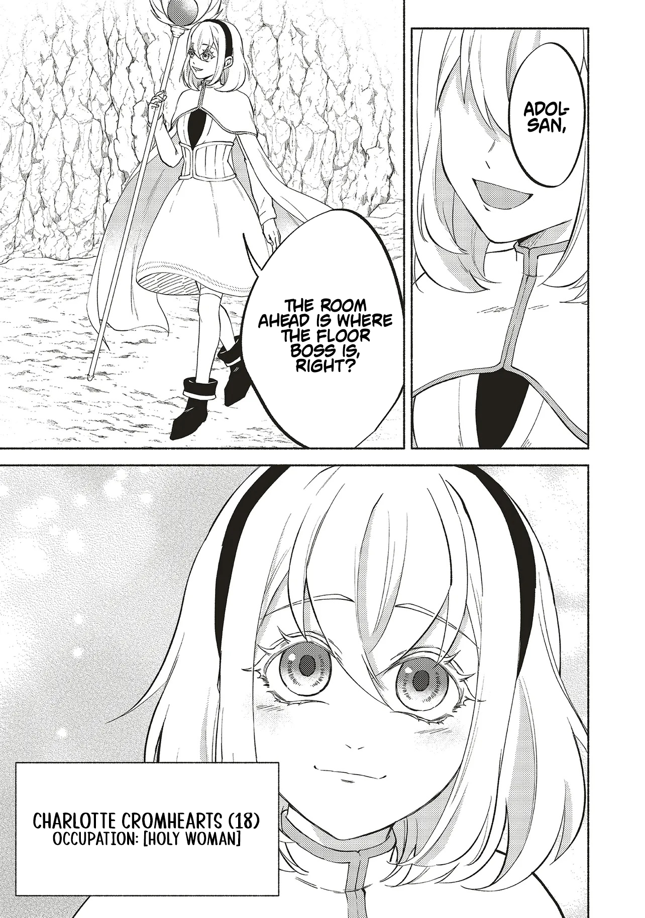 Three years had passed since I began living at the bottom of the abyss. In that time, I had evolved from a "White Mage" to a "Holy Witch". Chapter 05.2 Page 1