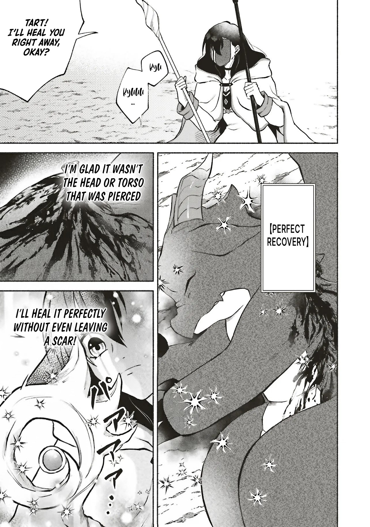 Three years had passed since I began living at the bottom of the abyss. In that time, I had evolved from a "White Mage" to a "Holy Witch". Chapter 08.1 Page 1