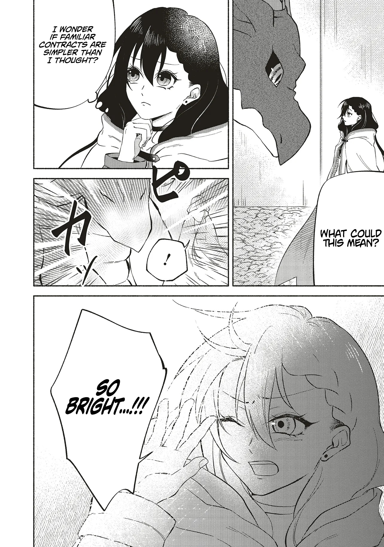 Three years had passed since I began living at the bottom of the abyss. In that time, I had evolved from a "White Mage" to a "Holy Witch". Chapter 04.1 Page 1