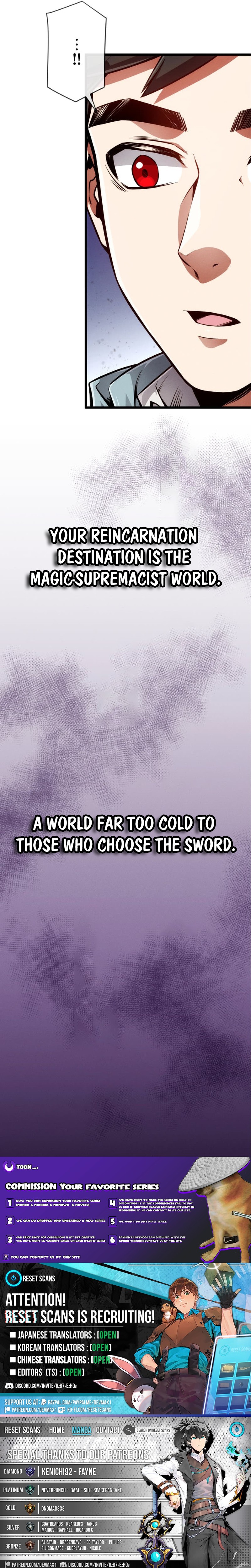 The Cursed Blade in a Magic‑Ruled World A Samurai Reborn in a Magic‑Supremacist Isekai Dominates with the Scorned Art of the Sword Chapter 1 Page 1