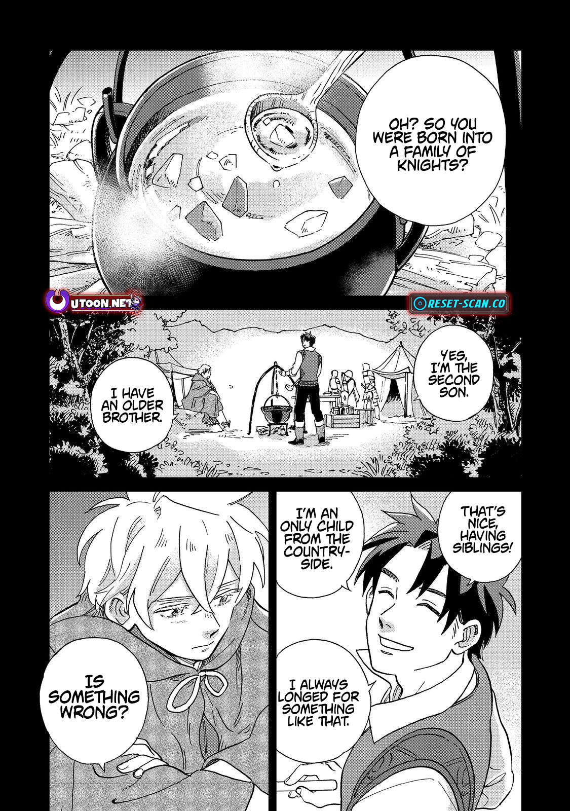 The Buff Cuisine Diner, A Roaring Success ~ "Old Men Are a Nuisance!" The Banished Enchanter Opens a Country Diner Using His Special Skills and Becomes a Hero's Go Chapter to Spot ~ "There are people who appreciate Bro's talents. Isn't it great that such a place exists!" - Chapter 03.1 Page 1