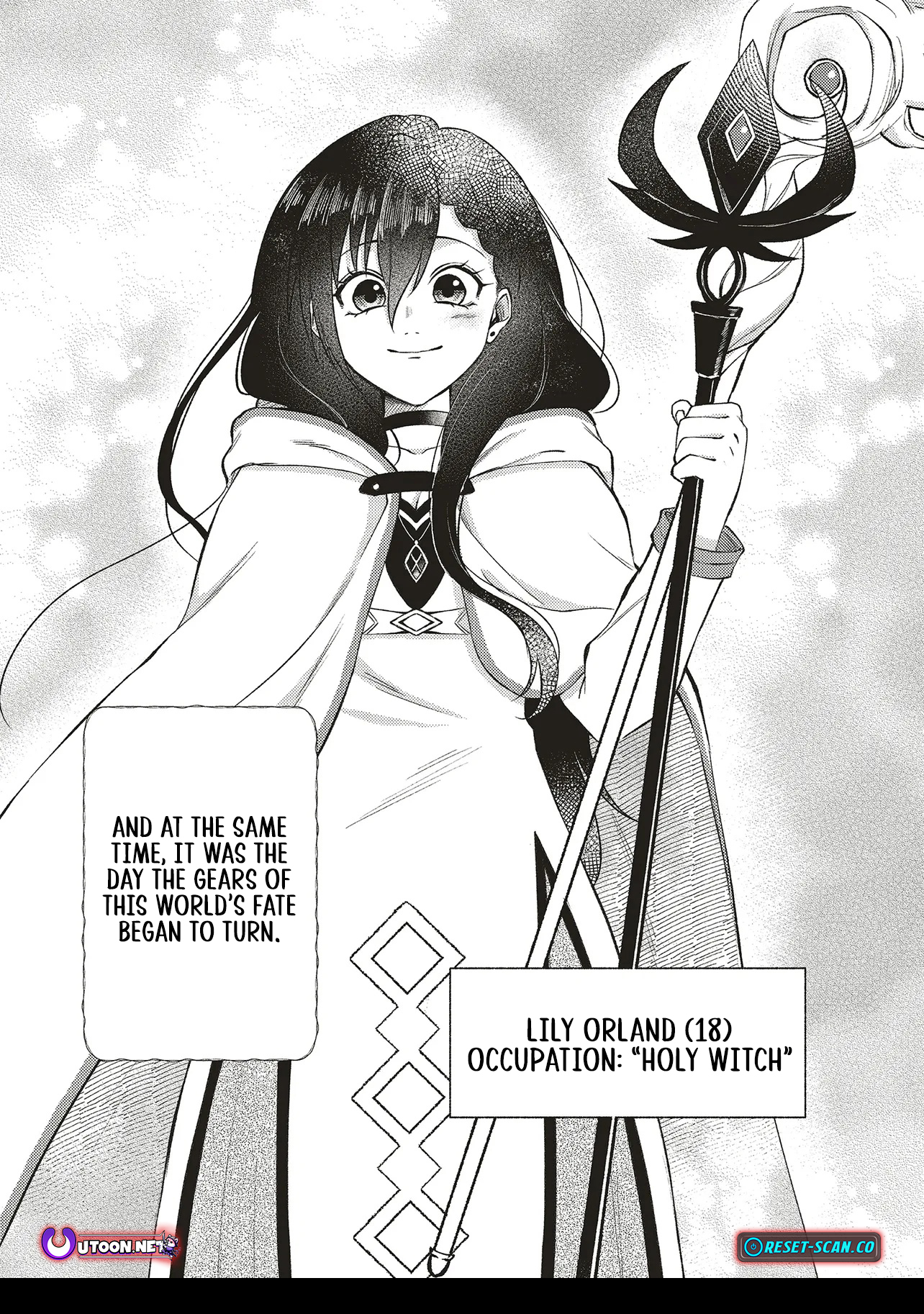 Three years had passed since I began living at the bottom of the abyss. In that time, I had evolved from a "White Mage" to a "Holy Witch". Chapter 01.2 Page 1