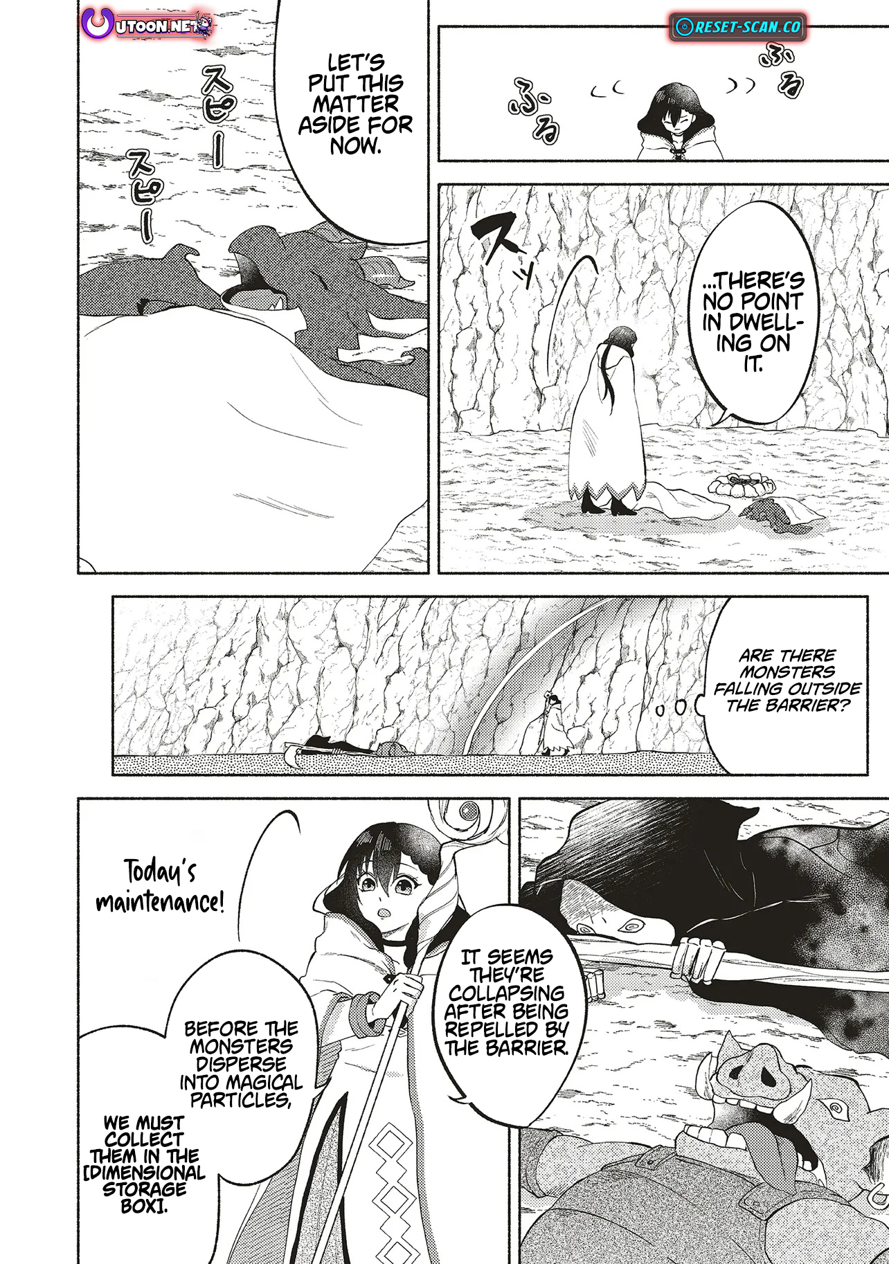 Three years had passed since I began living at the bottom of the abyss. In that time, I had evolved from a "White Mage" to a "Holy Witch". Chapter 04.2 Page 1