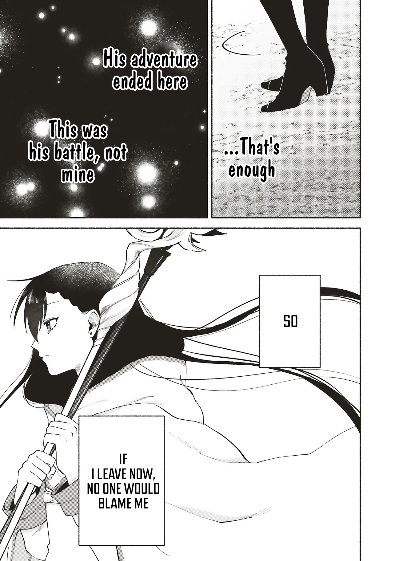 Three years had passed since I began living at the bottom of the abyss. In that time, I had evolved from a "White Mage" to a "Holy Witch". Chapter 07.1 Page 1