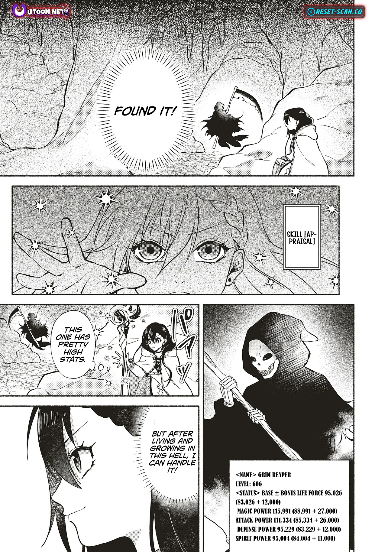 Three years had passed since I began living at the bottom of the abyss. In that time, I had evolved from a "White Mage" to a "Holy Witch". Chapter 02.2 Page 1