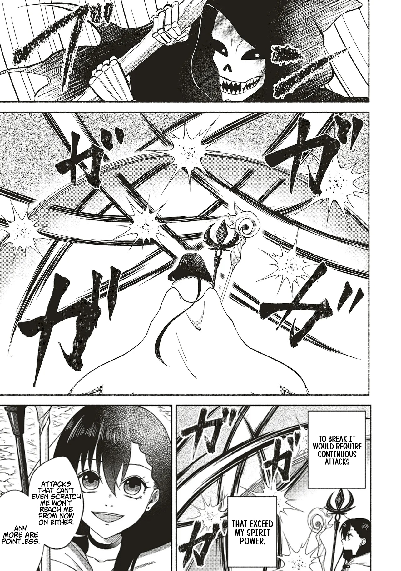 Three years had passed since I began living at the bottom of the abyss. In that time, I had evolved from a "White Mage" to a "Holy Witch". Chapter 02.2 Page 1
